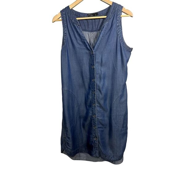 PRANA Women's Talton Chambray Denim Button Down Sleeveless Dress Blue Medium - Picture 1 of 9
